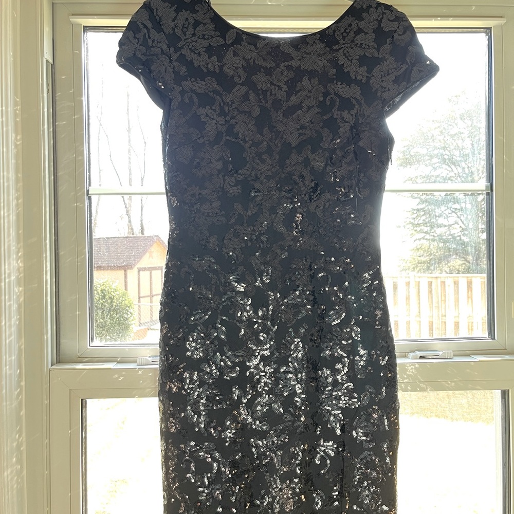 Black Sequined Floor Length Formal Dress, Calvin Klein